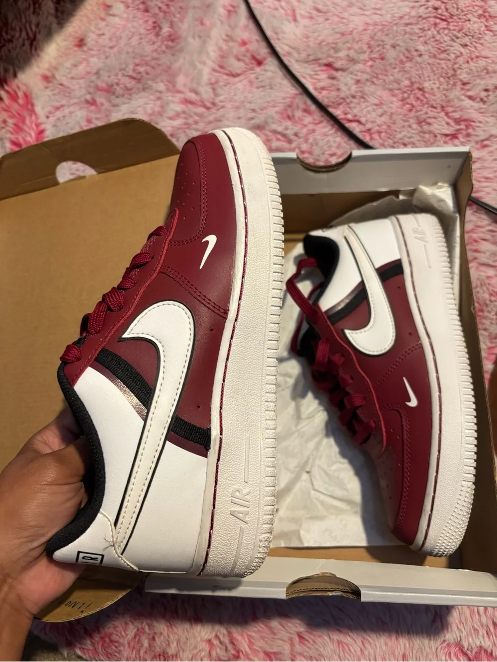 Nike Kids Burgundy and White Low-Top Sneakers